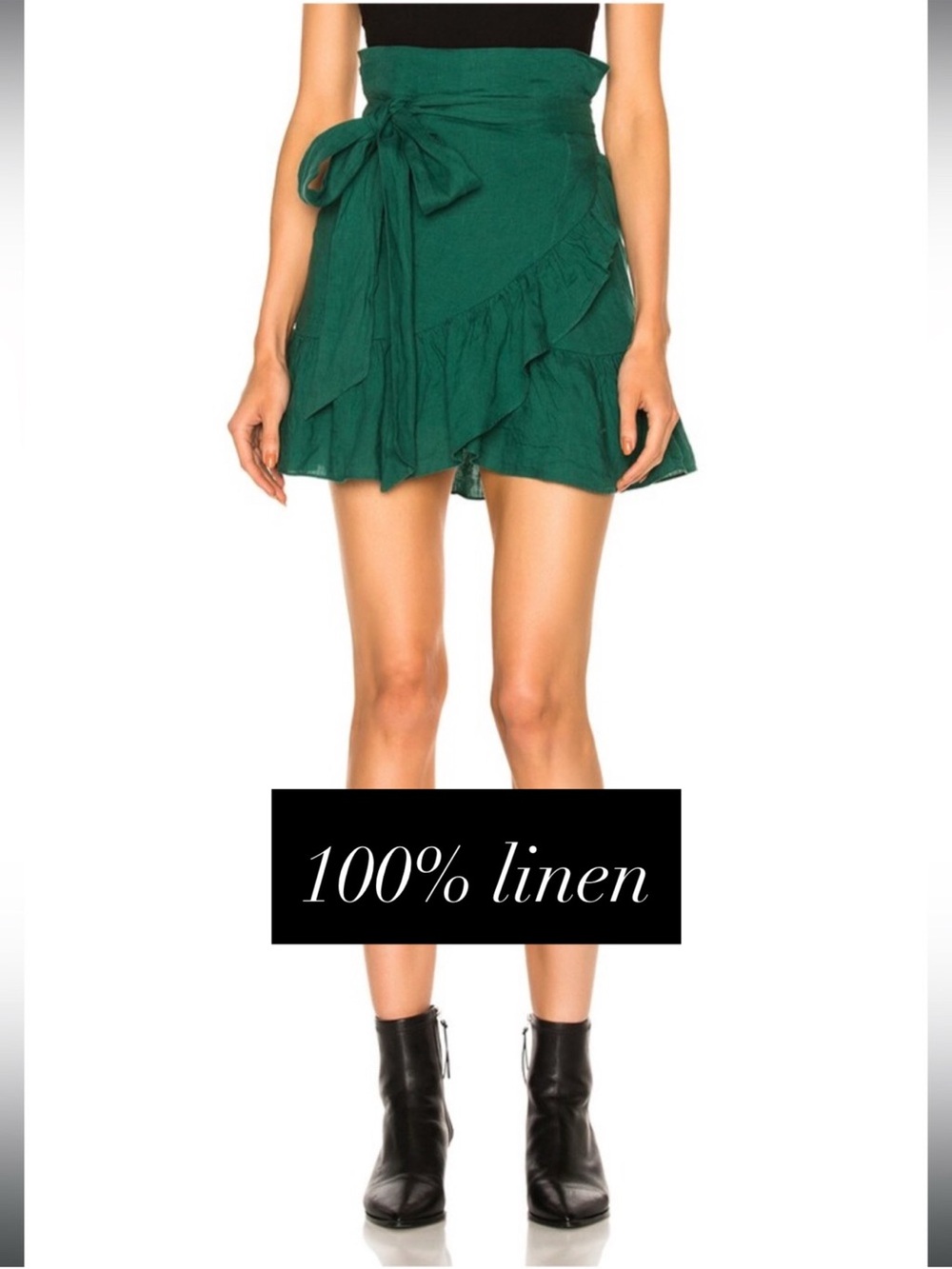 ISABEL MARANT 100% Linen Wrap Skirt Green Medium